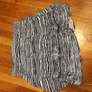 Black and White striped knee length skirt